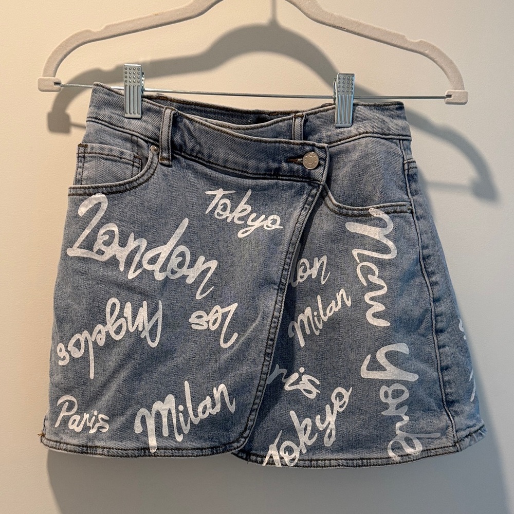 Represent Wrap Denim Mini Skirt - Picture 3 of 4